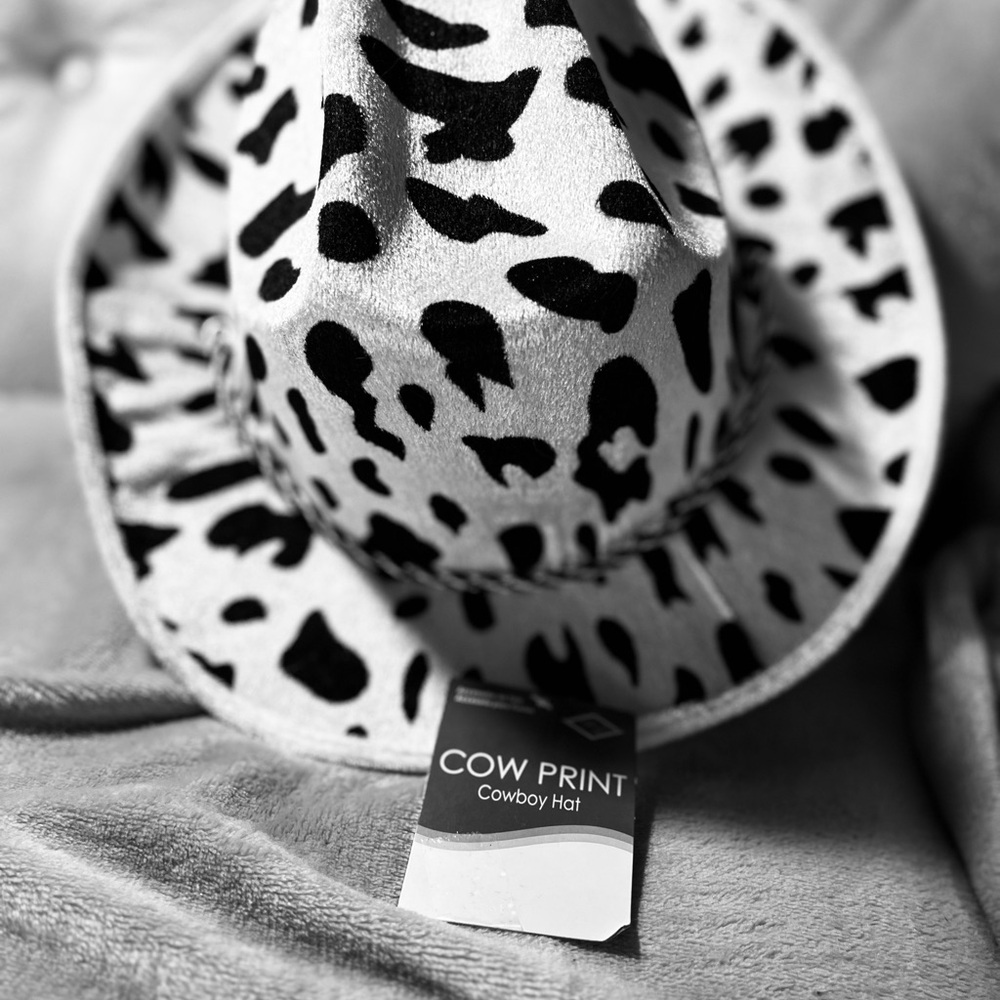 Chic Black and White Cow Print Hat